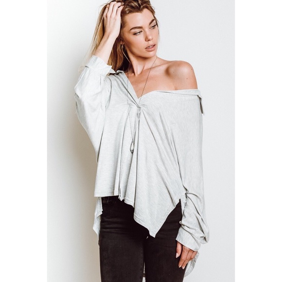 Free People Tops - Free People Oversized Can't Fool Me Top, Grey